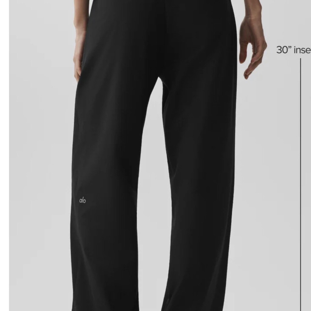 ALO Yoga Black High-Rise Wide Leg Lounge Pants Size L NWOT - Picture 4 of 9